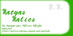 matyas malics business card